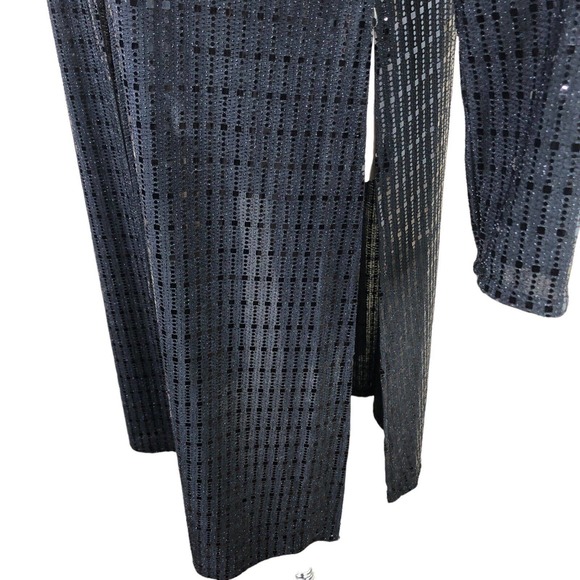 Anne Klein Black Sequin Duster Size Medium Metallic  Sparkle Open Dressy Kimono - Picture 10 of 12